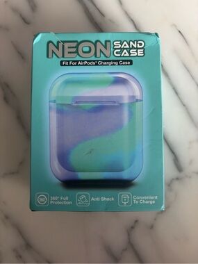 NEON Sand Case AirPods Charging Case - Aqua Teal & Purple Swirl